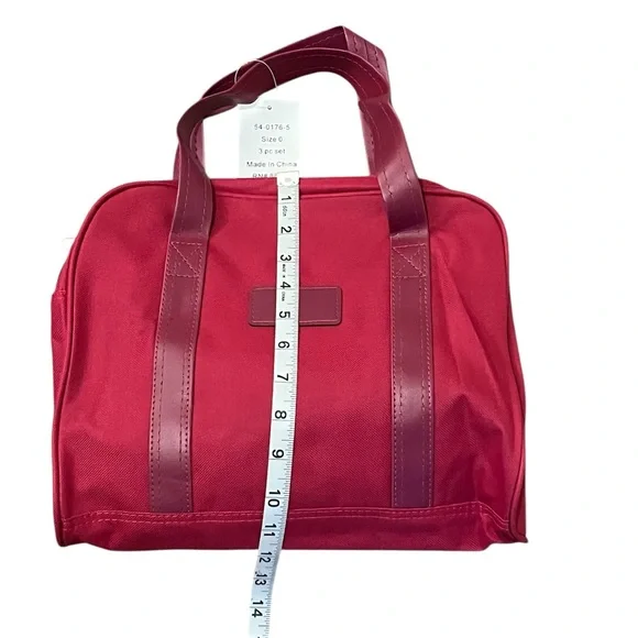 3 Piece Hot Pink Stylish Pink Travel Bag Set Weekender, Tote and Organizer - Picture 7 of 11